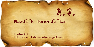Mazák Honoráta névjegykártya